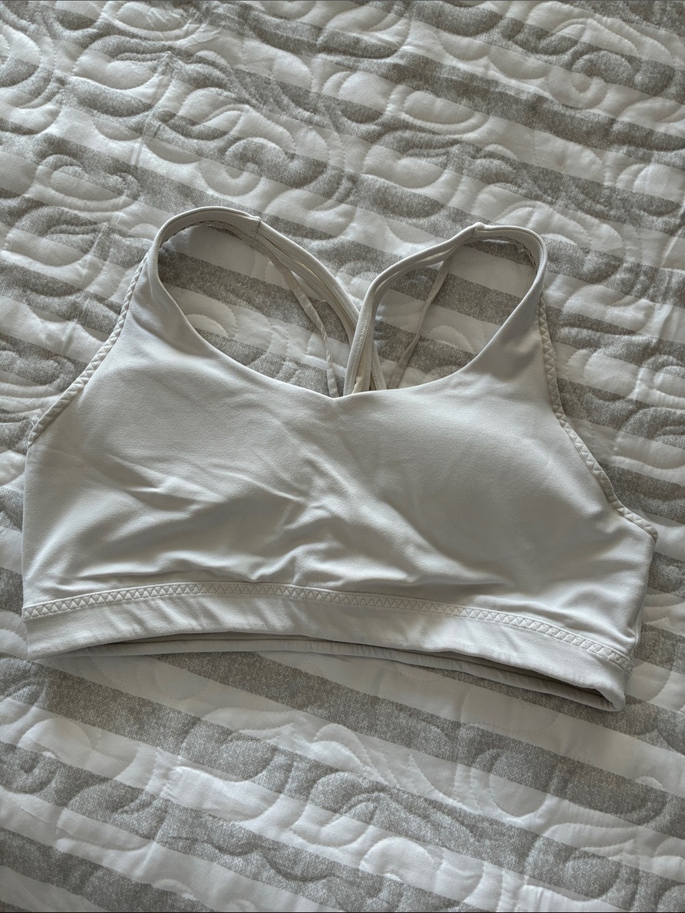 Athleta Lightweight White Strappy Sports Bra for Low-Impact Support